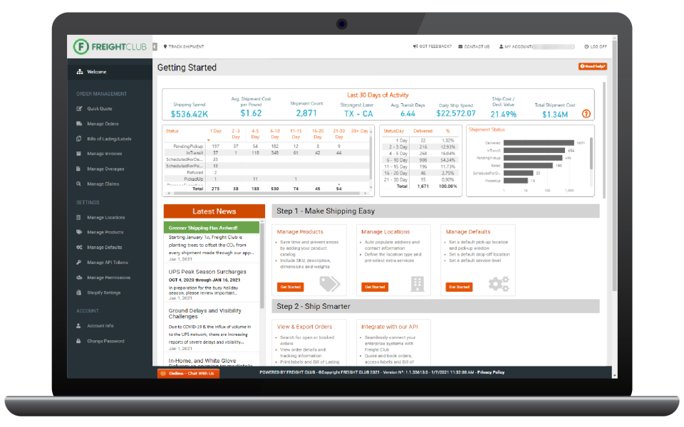 screenshot of Freight Club